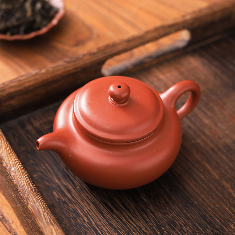 朱泥仿古壶120ml小品紫砂壶原矿朱泥手拉壶小品家用大口好投茶壶