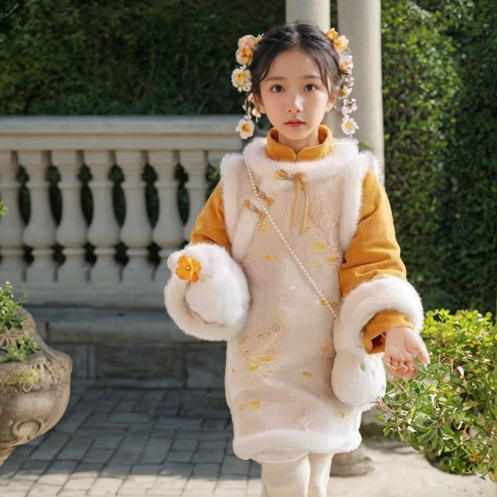 【金玉满堂】儿童汉服冬款新中式旗袍拜年服周岁礼服日常冬季连衣裙
