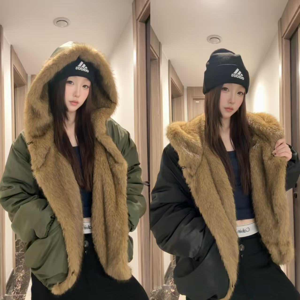 廓形毛领连帽棉服男宽松加厚冬季保暖座山雕休闲棉衣外套