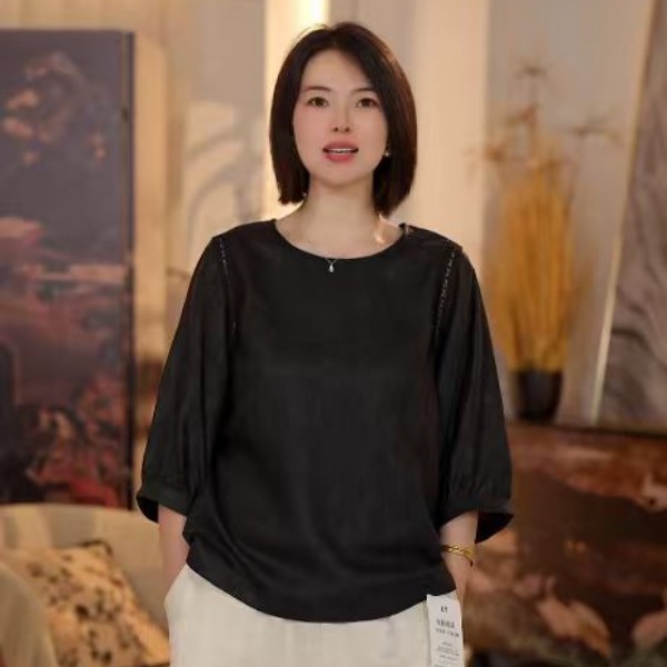 珺 新中式风 07268 蝶舞翩跹黑色四经绞罗M61