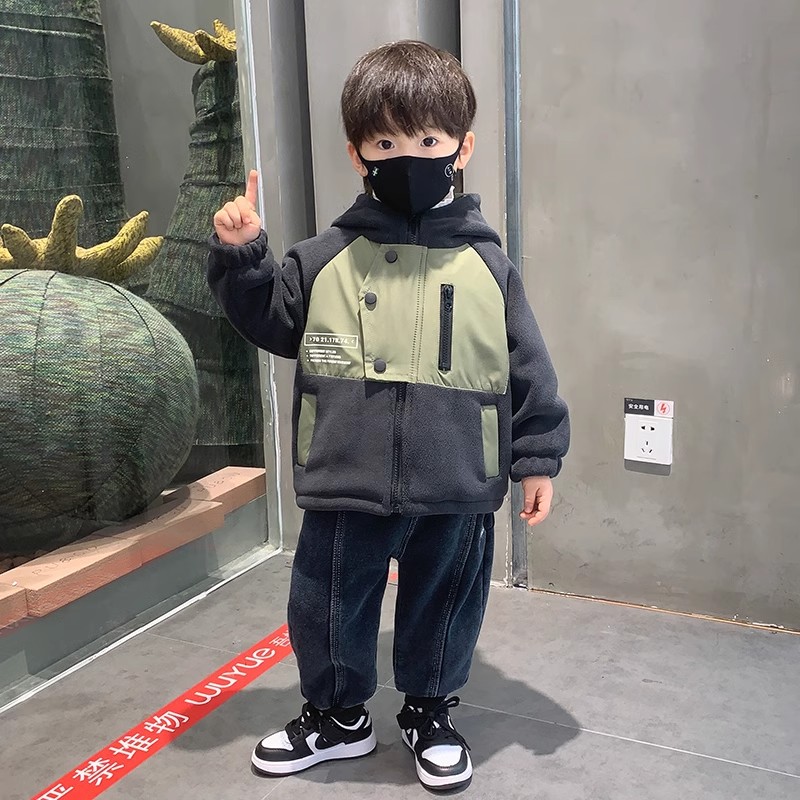 男童秋冬款外套2025新款男孩潮酷痞帅上衣宝宝加绒加厚保暖外套
