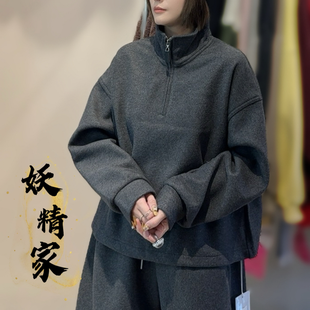 2569-1 秋冬韩版半拉链立领加卫衣