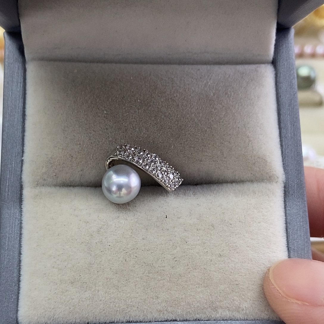 街***园海水珍珠银S925镶嵌吊坠(不含链)