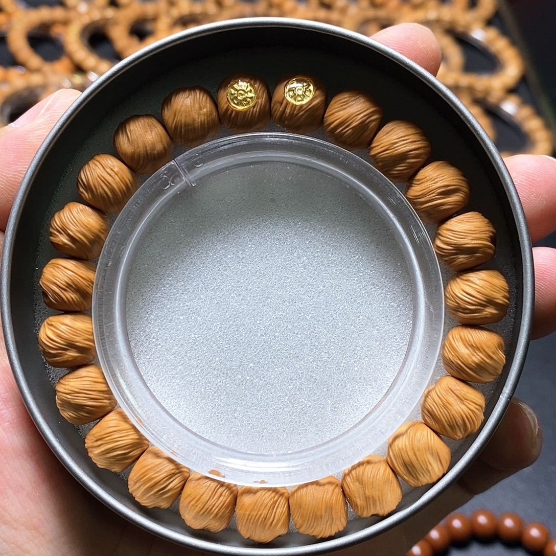 猴头核桃手串双18k金标鬼印无相尺寸10-11全品202号