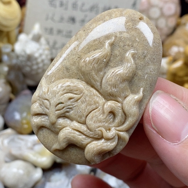 颈饰未镶嵌硅化珊瑚（珊瑚玉）