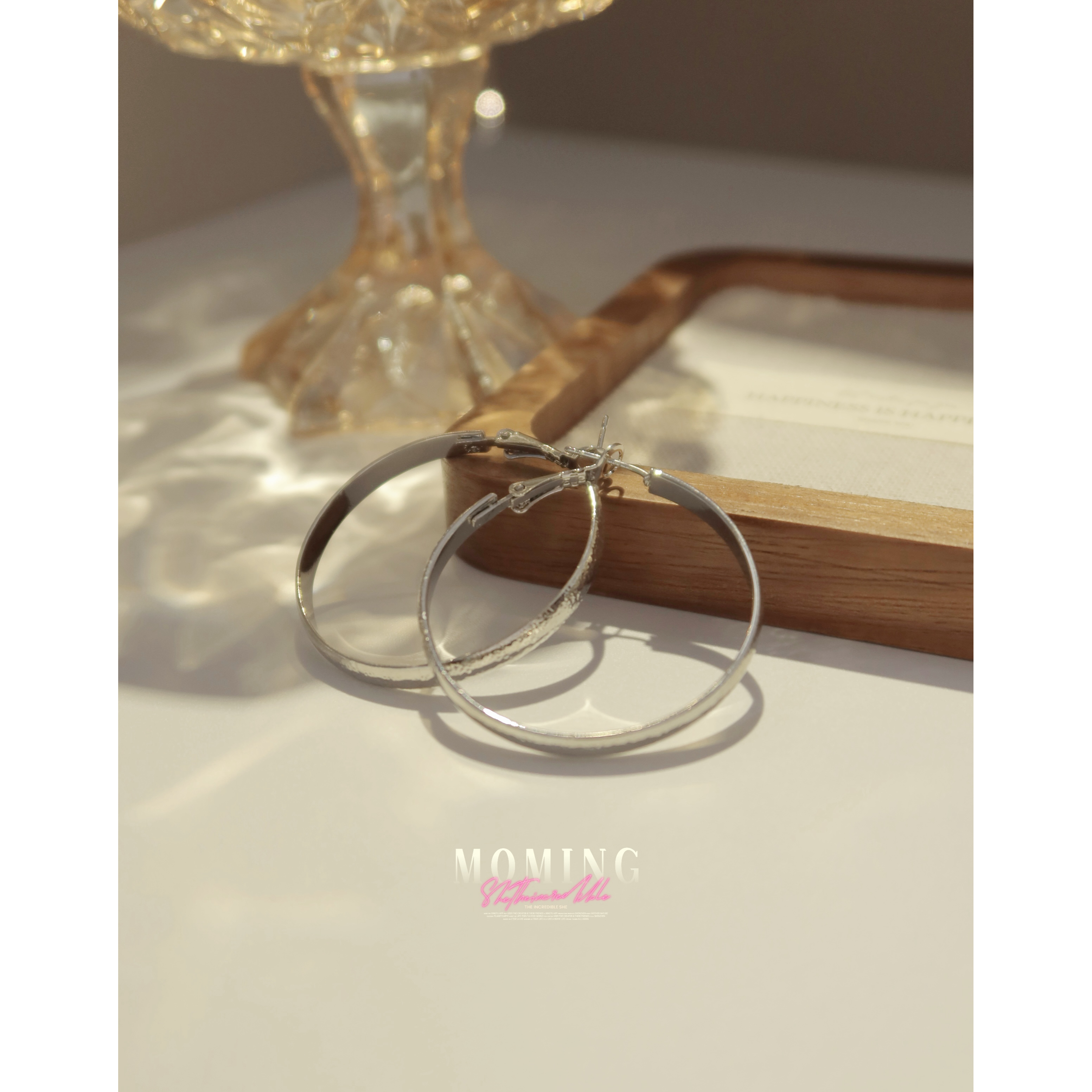 合金无非金属耳饰 MOMING夏季 时髦老钱风简约百搭欧美风耳环