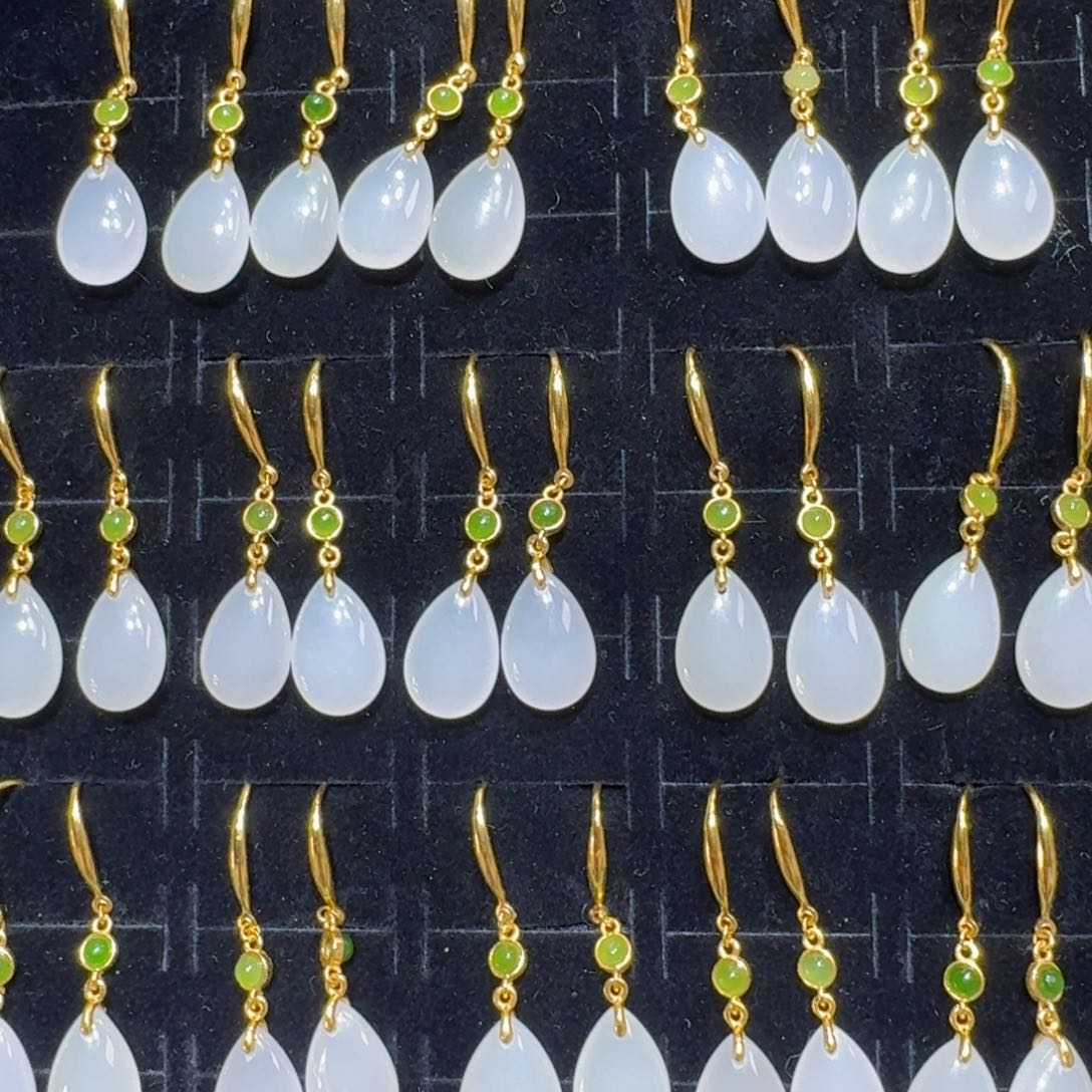 和田玉银S925镶嵌耳饰多样性拍一发一