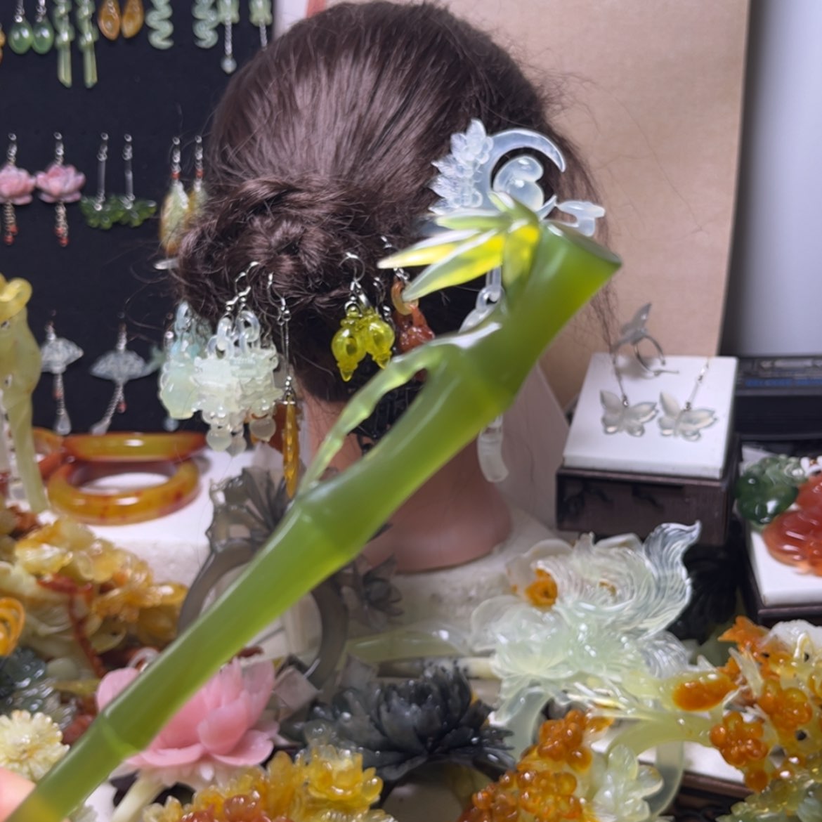 【闪购商品】未镶嵌蛇纹石玉发饰