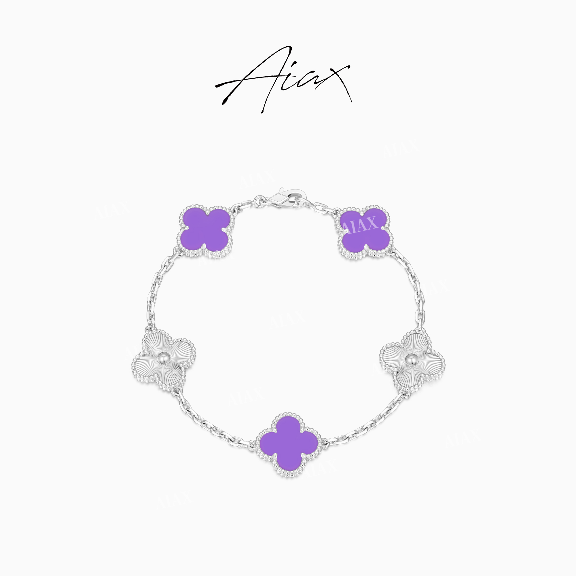 AIAX 925银 流光风 【秋上新】轻奢气质经典镭射四叶手链TSS7424