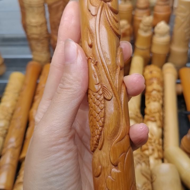花***生竹红皮料子浮雕荷花鱼