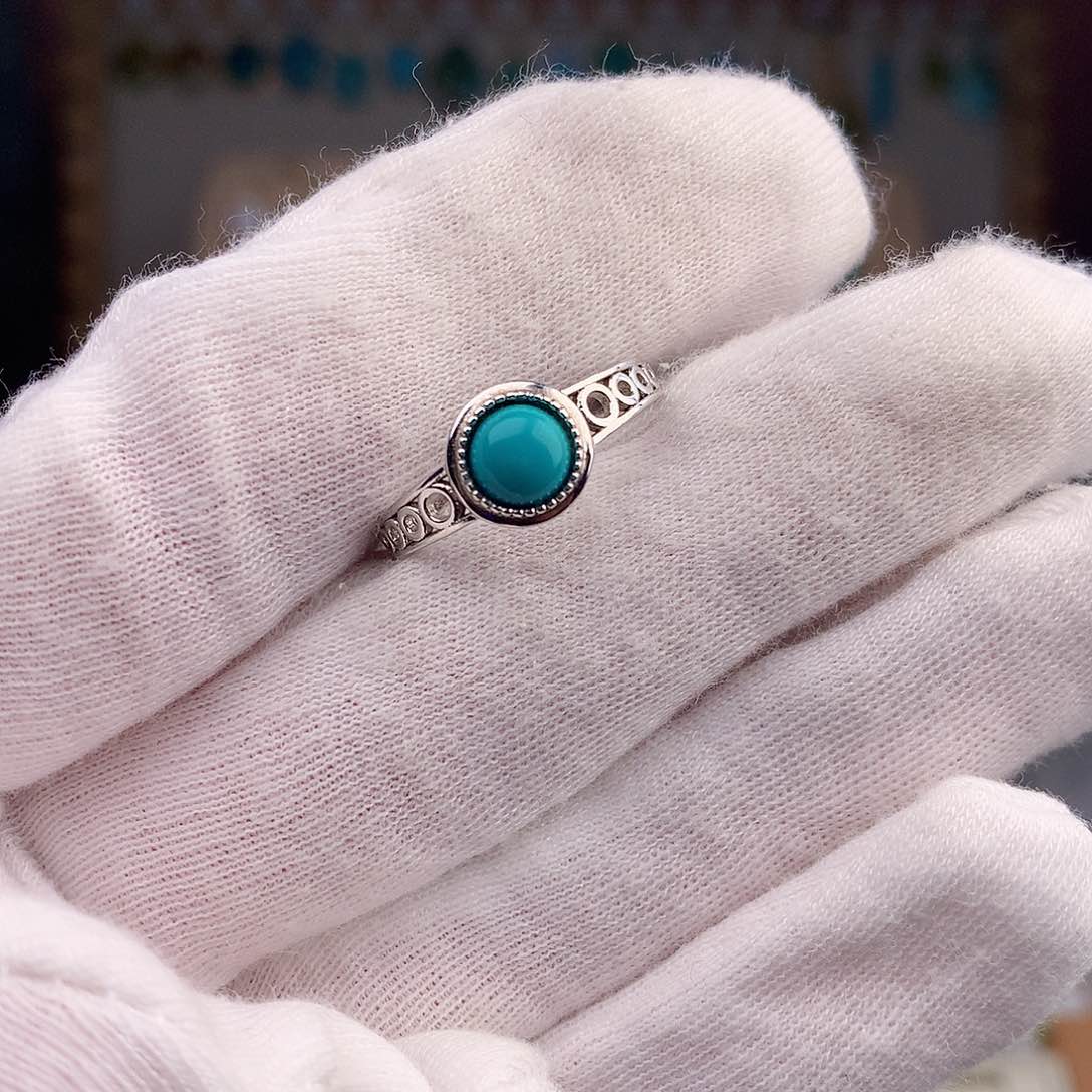 绿松石戒指银S925镶嵌