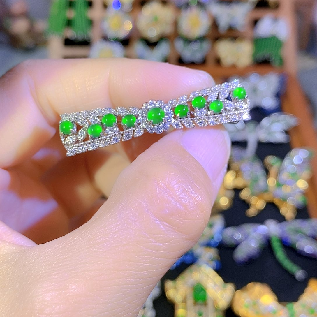 吊坠(不含链)银S925镶嵌翡翠