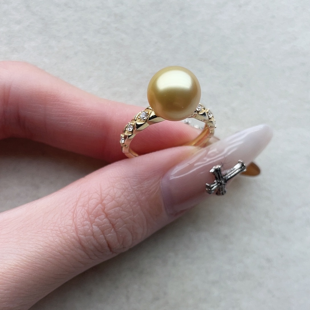 戒指99银S925镶嵌海水珍珠