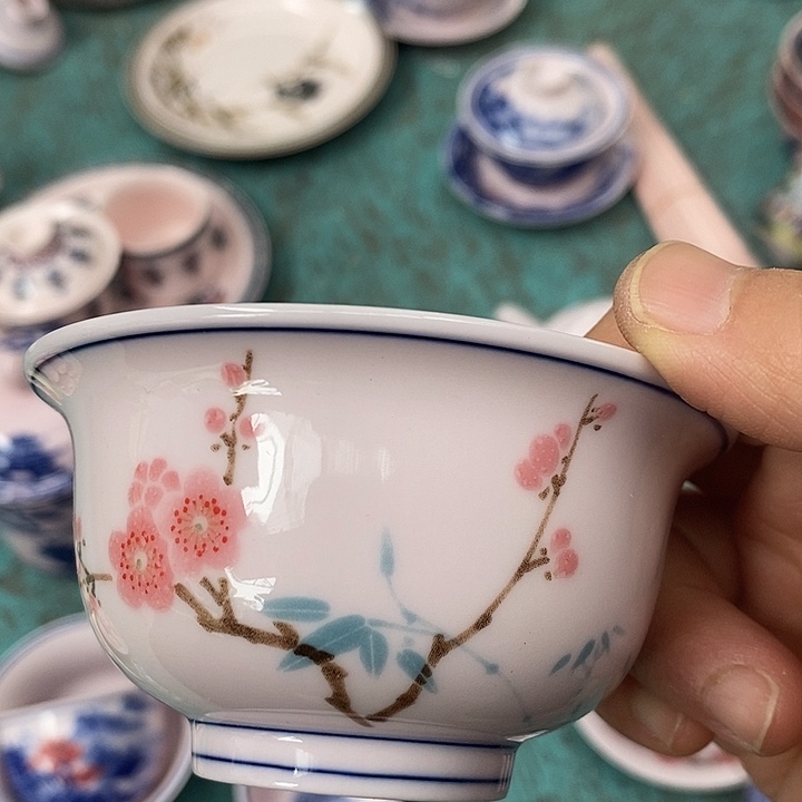 摆件陶红稀土翠竹压手杯