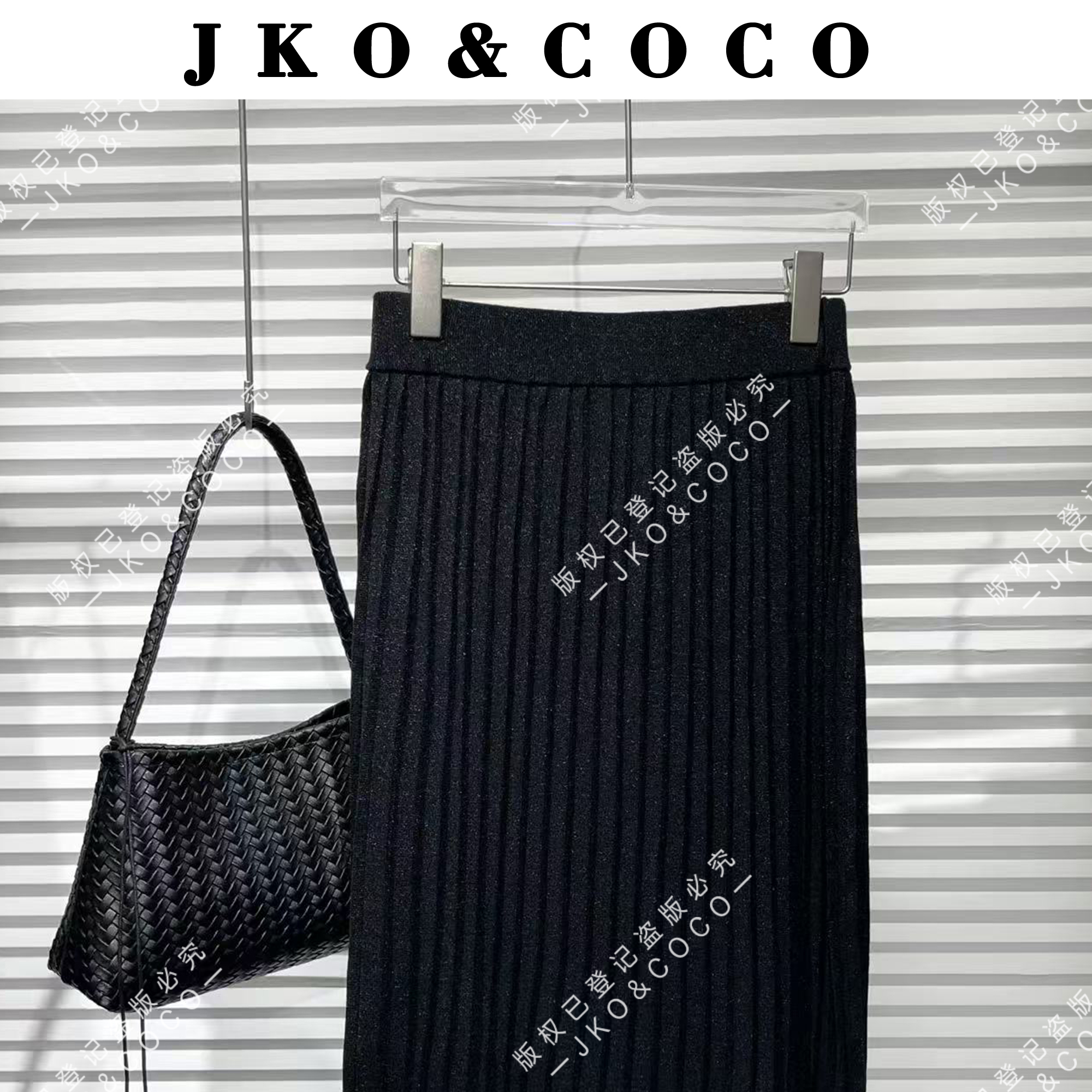 JKO&COCO【百褶裙】意大利水晶纱时尚百搭显瘦针织中长款休闲半身裙