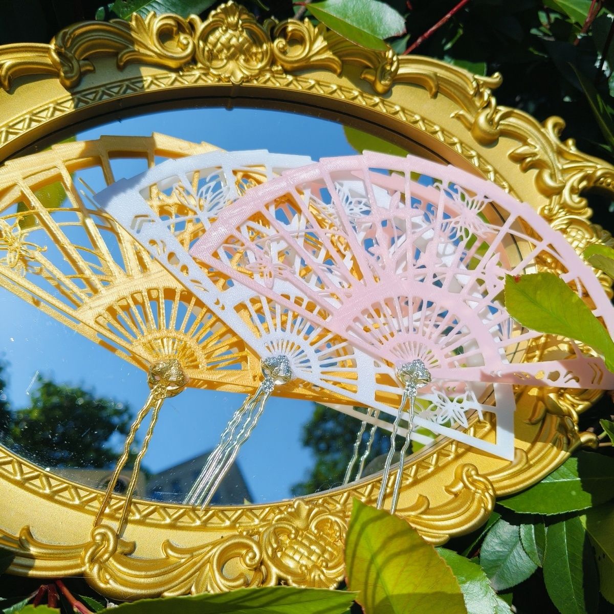 君子兰古风扇子头饰扇子造型妆造头饰汉服头饰中国风古典宫廷