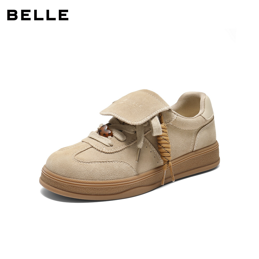 百丽时尚可翻盖德训鞋女2025秋新编织辫子复古休闲板鞋E7M1DCM5