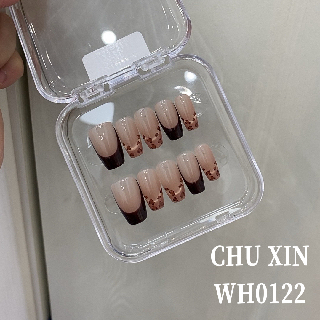 【WH0122秋暮豹纹】纯手工穿戴甲夏日清新美甲可拆卸气质显白新款