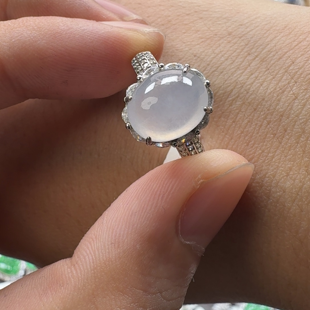 翡翠银S925镶嵌戒指天然缅甸翡翠A货