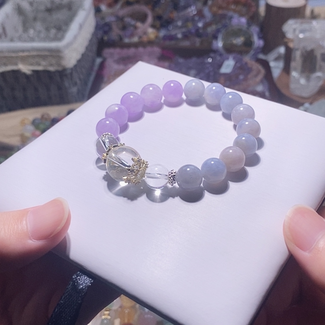 未镶嵌手链水晶薰衣草紫原矿海蓝宝