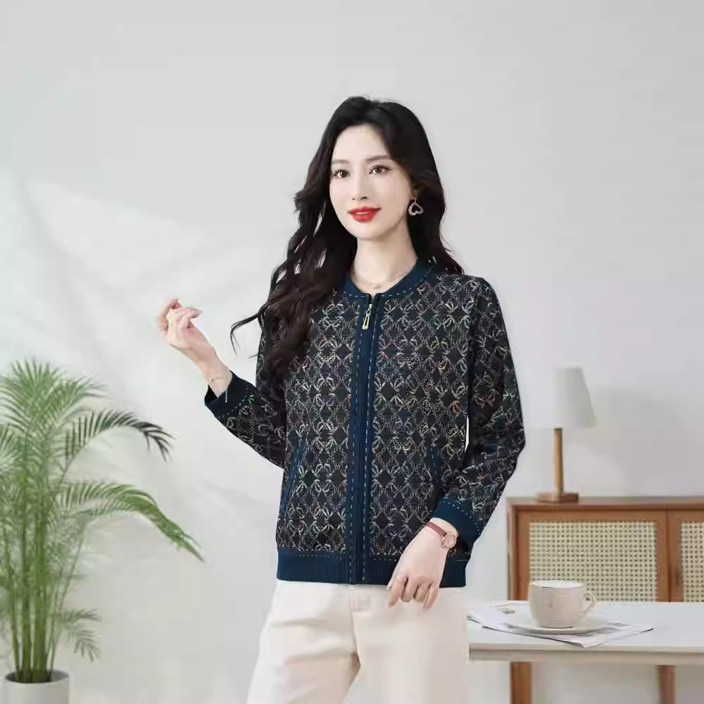 中老年人外套女妈妈春秋装老太太上衣服70岁80奶奶夹克开衫外套厚