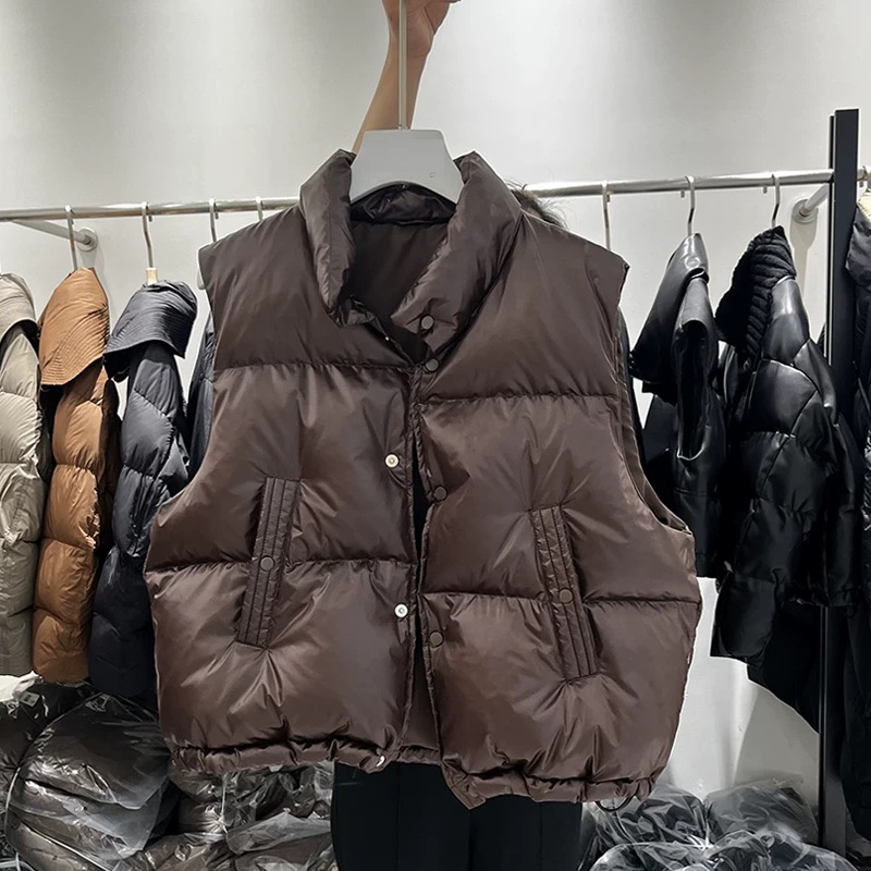 韩系羽绒马甲新国标90鸭绒女短款坎肩