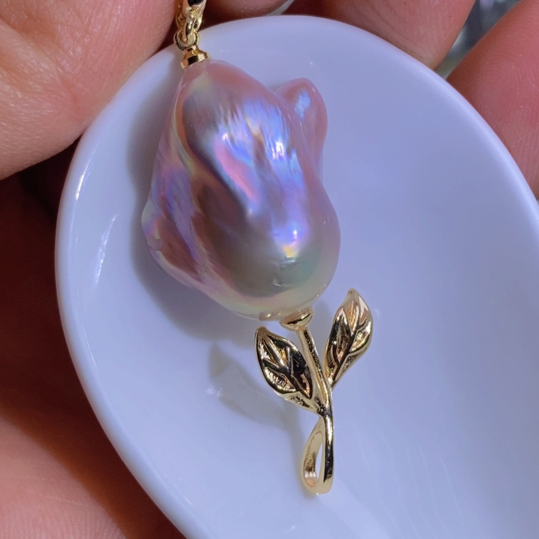 银S925镶嵌天然淡水珍珠淡水珍珠