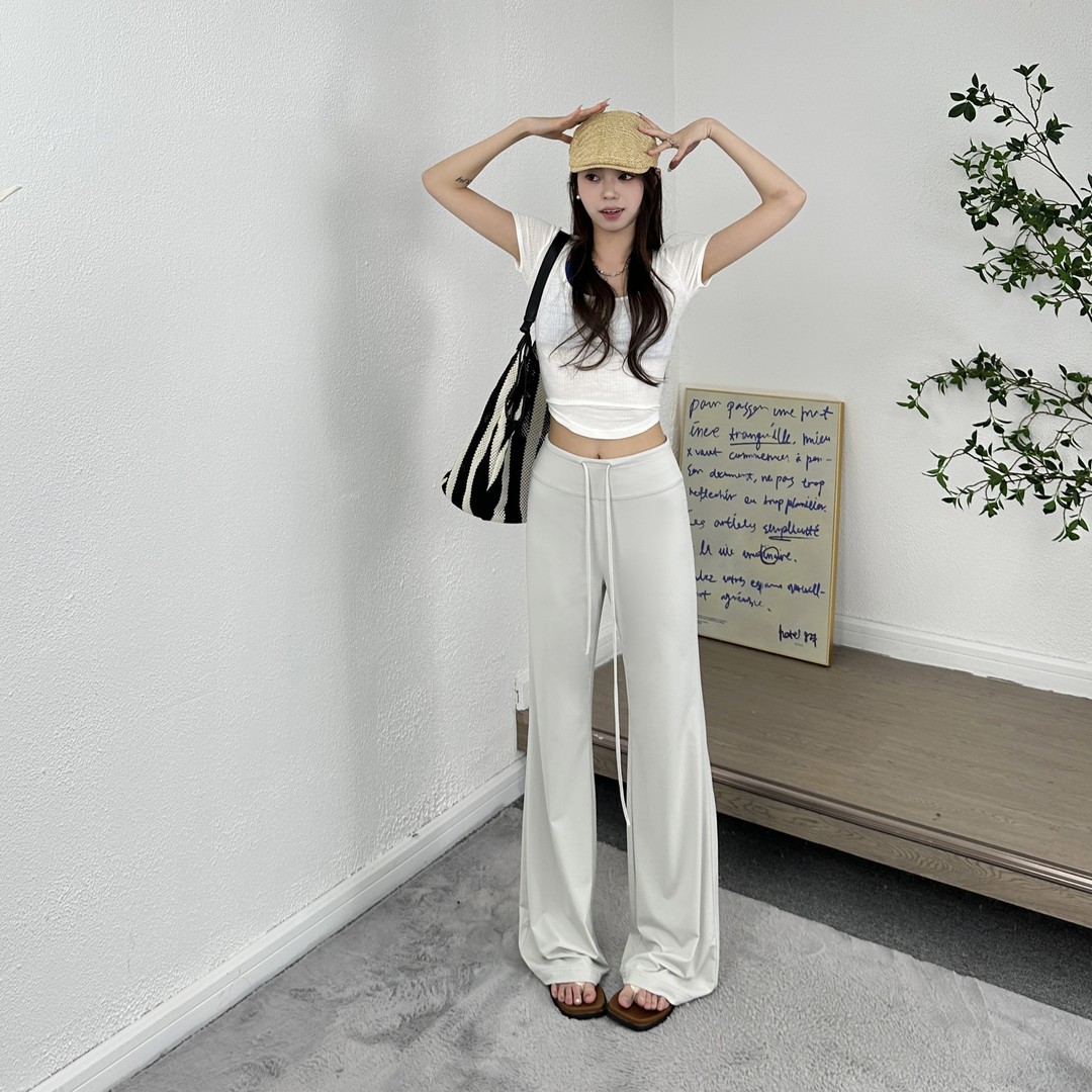 1797夏季新款宽松阔腿裤薄款高腰直筒垂感百搭休闲凉感防晒裤