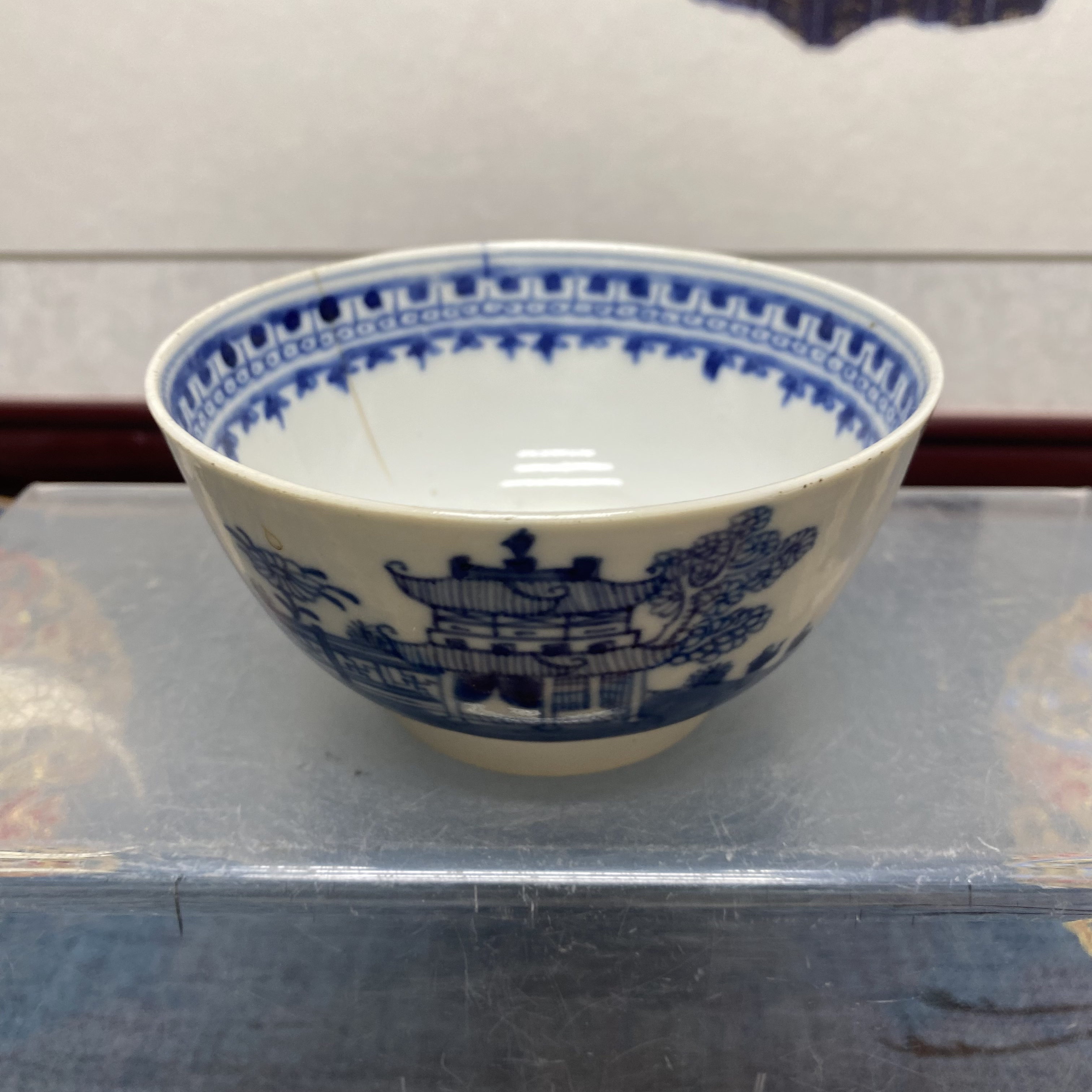 清乾隆亭台楼阁山水青花碗39/古玩/KC20250304021