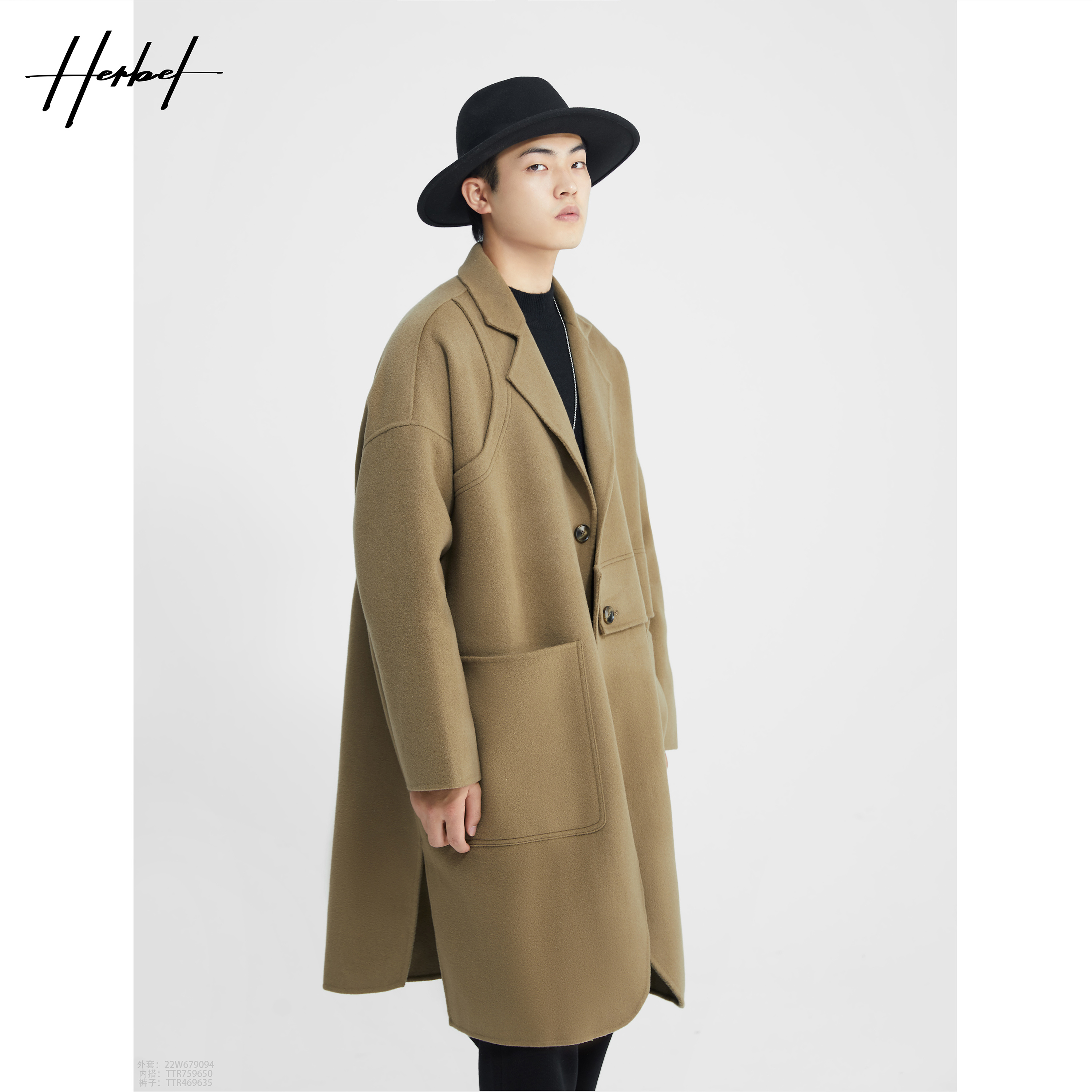 HERBEL/男士时尚大衣毛呢潮流保暖秋冬休闲百搭22W679094