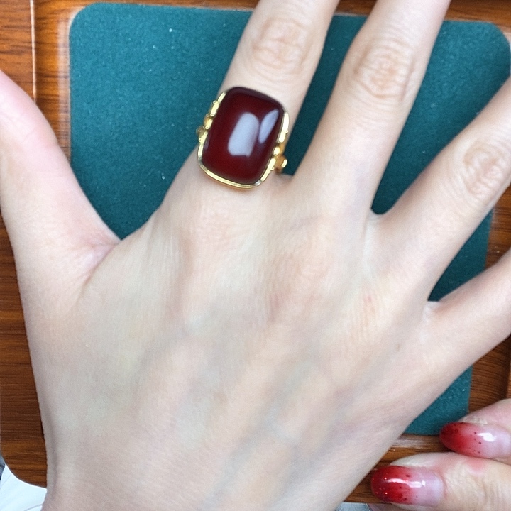 血珀戒指银S925镶嵌戒指