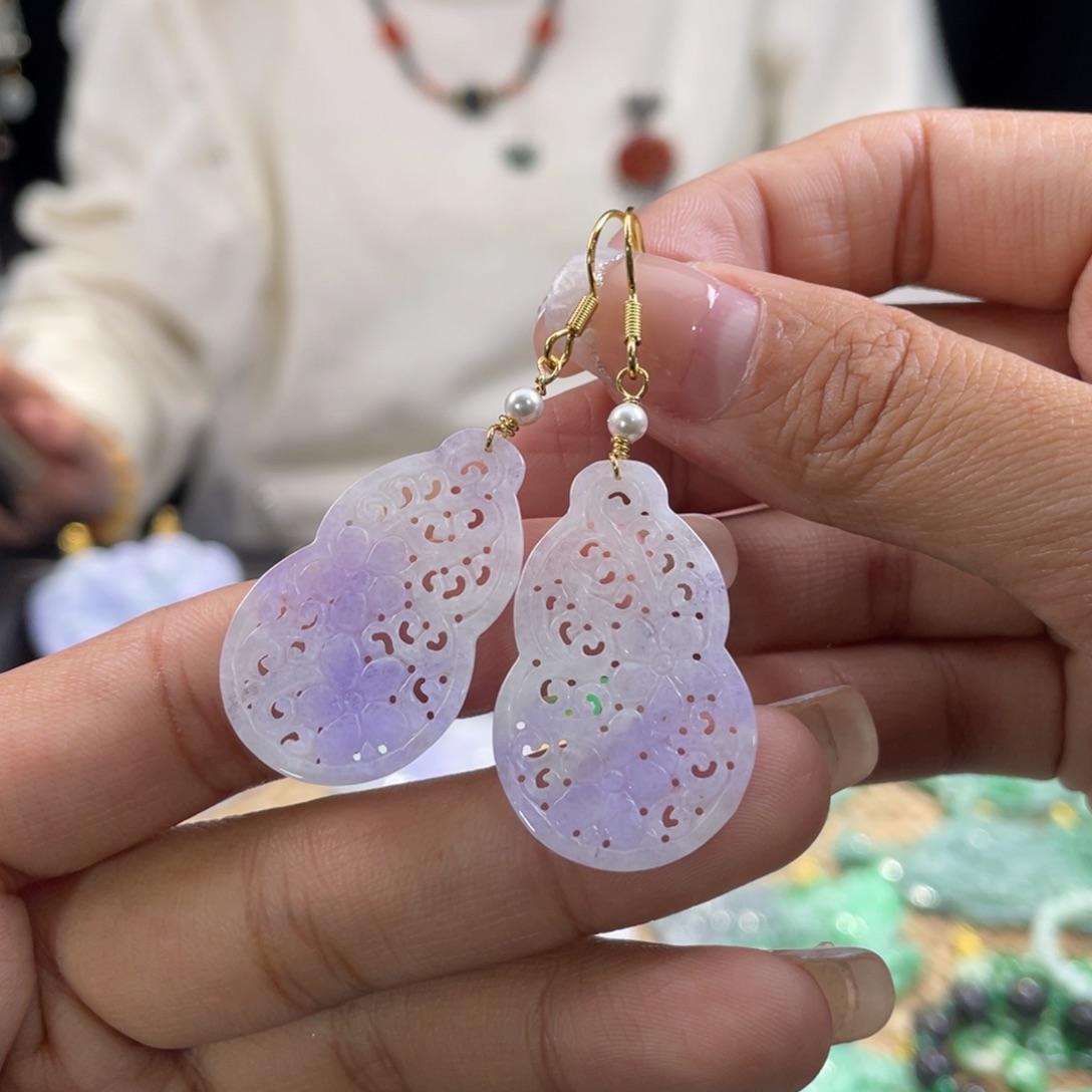 翡翠耳饰未镶嵌代编织