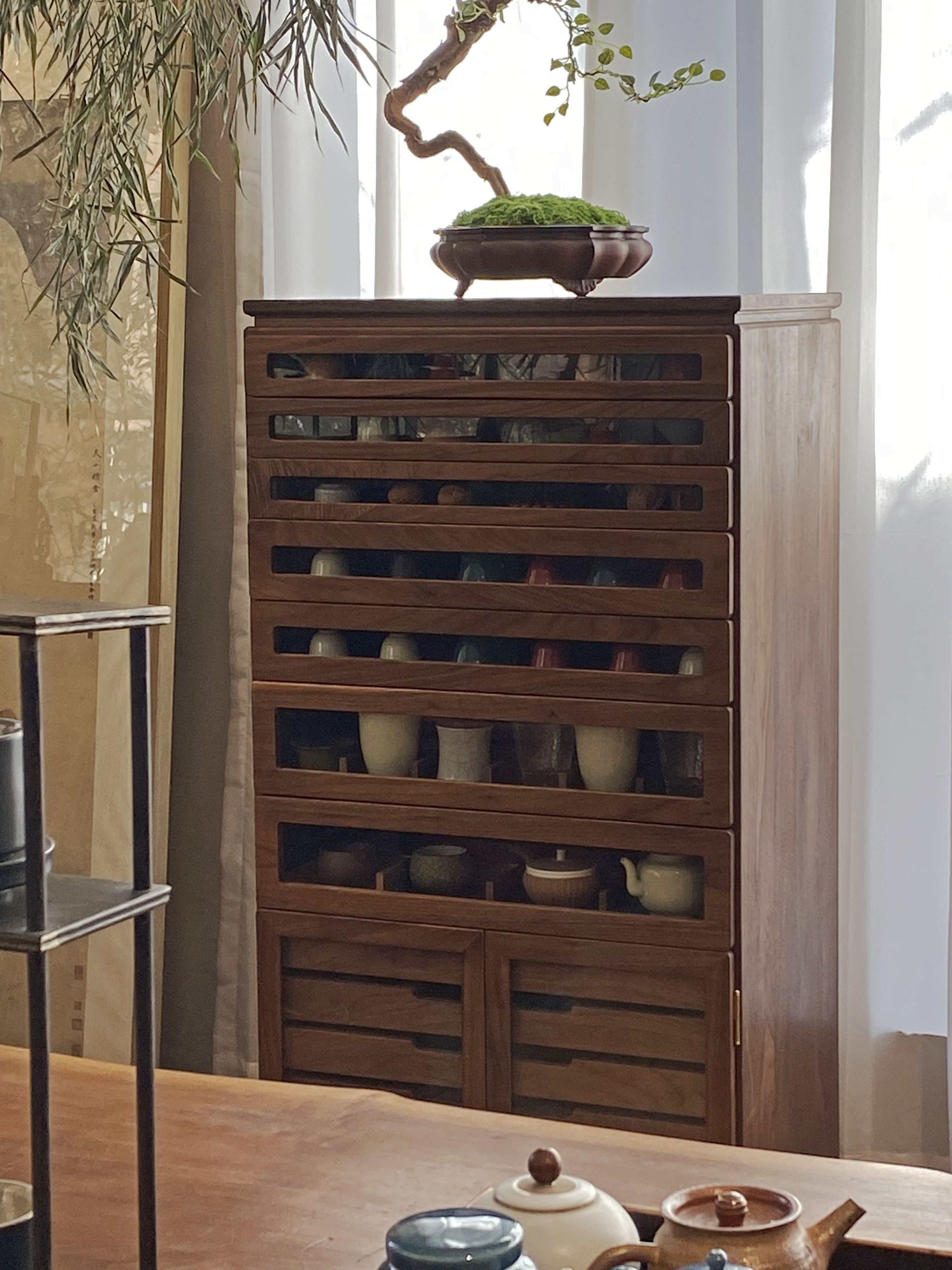 观作【60宽】牙科柜北美黑胡桃实木家具柜文玩饰品收纳柜陈列