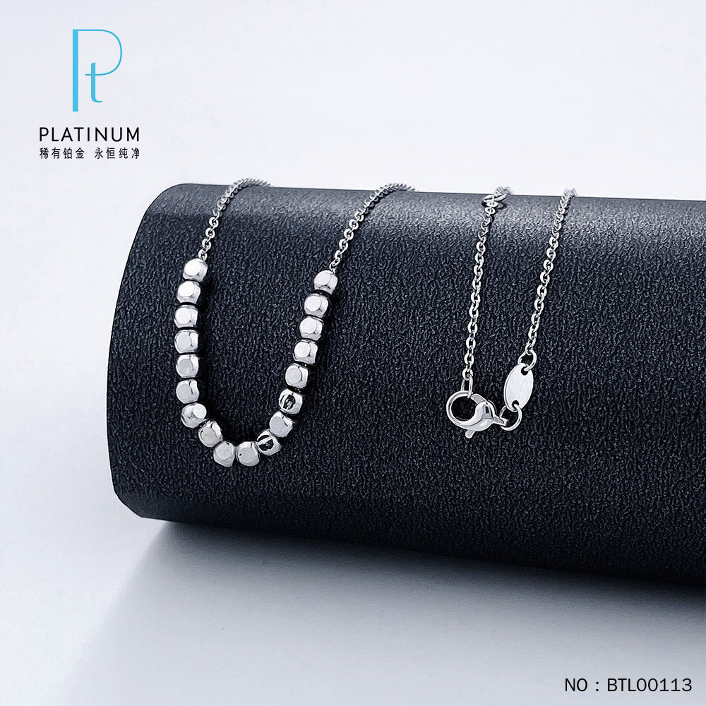 铂金Pt950小方糖套链经典简约