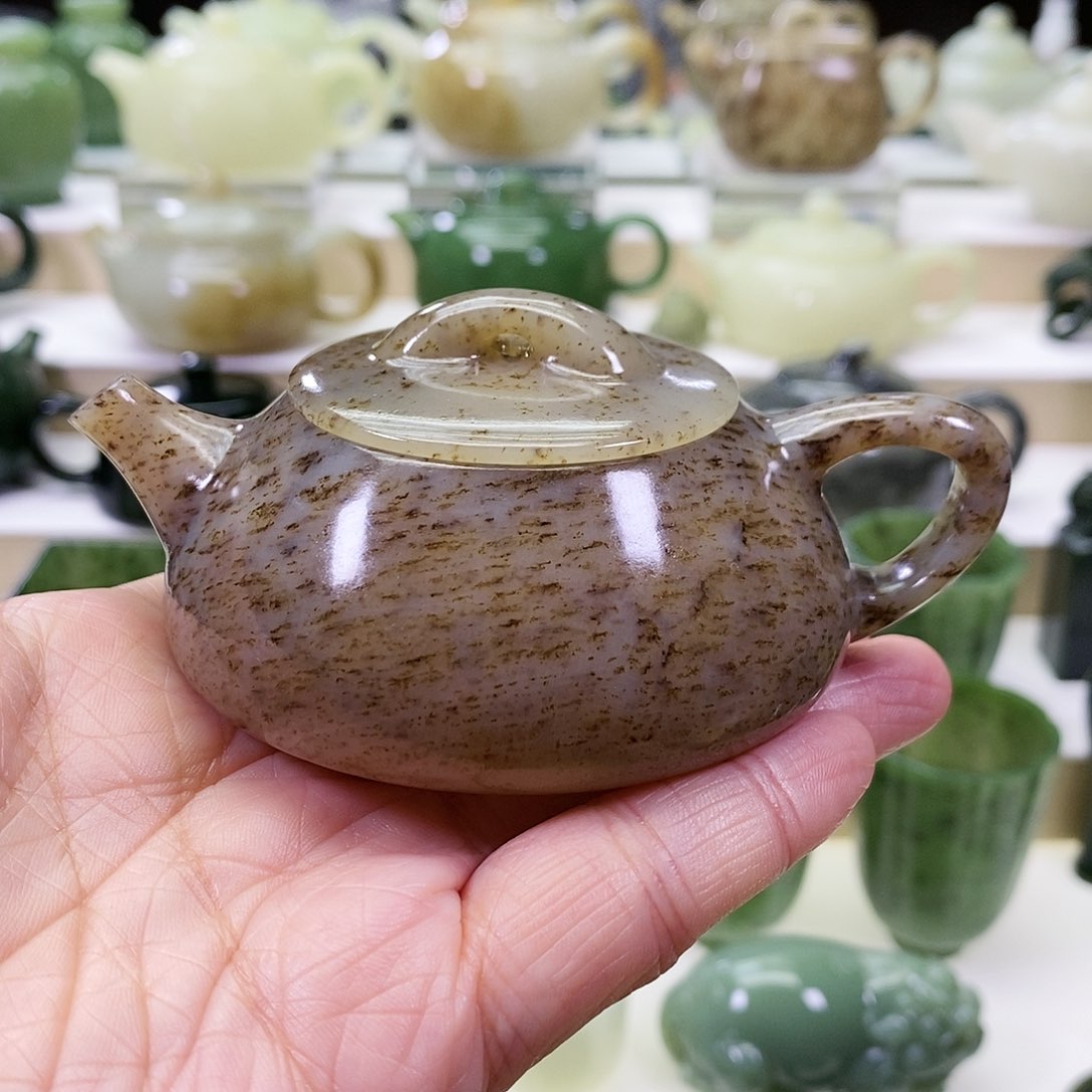 和田玉未镶嵌茶壶110ml