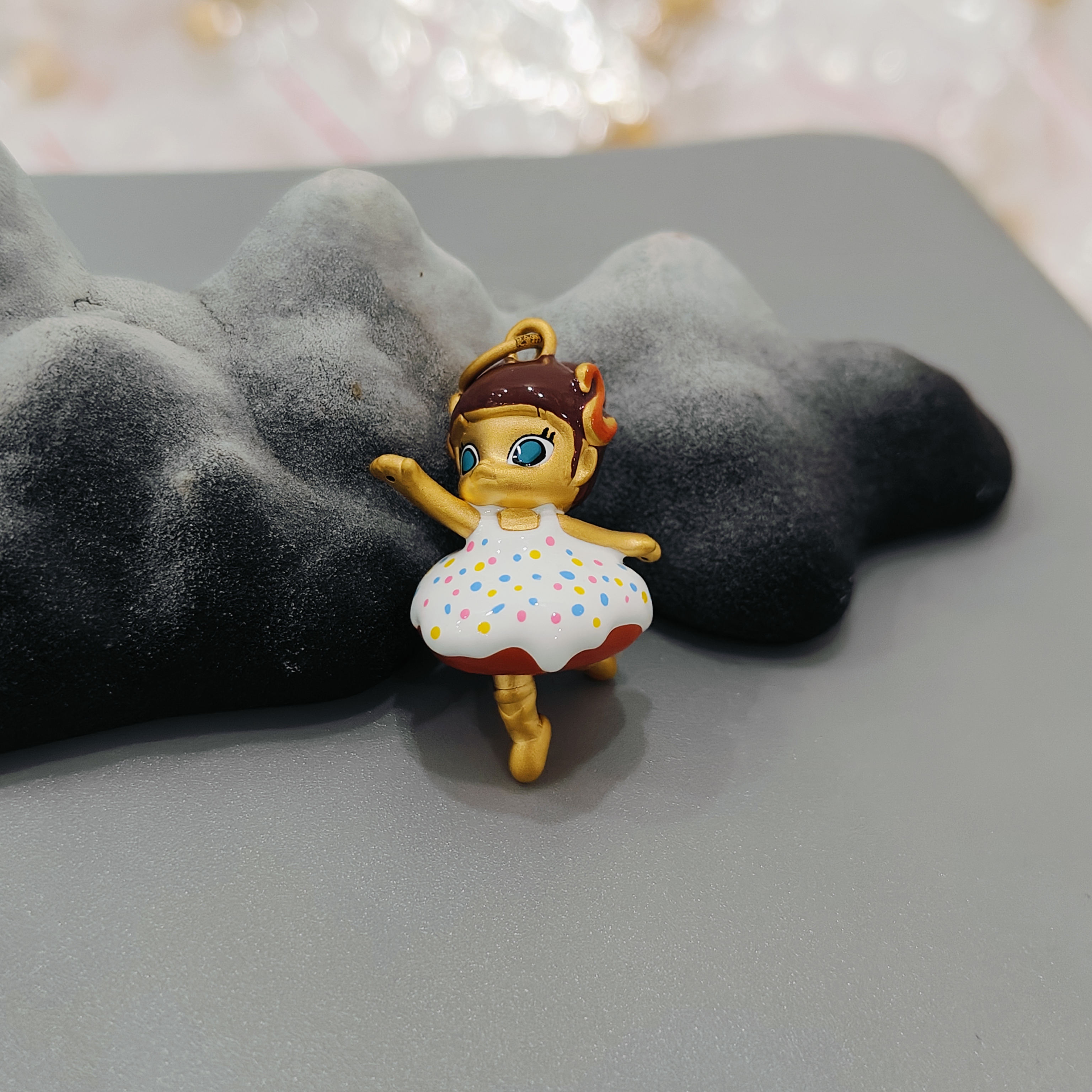 【珺铺黄金】足金999跳舞的茉莉3D硬金转运珠饰品