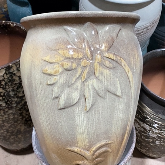 紫砂花盆口20高度25复古色