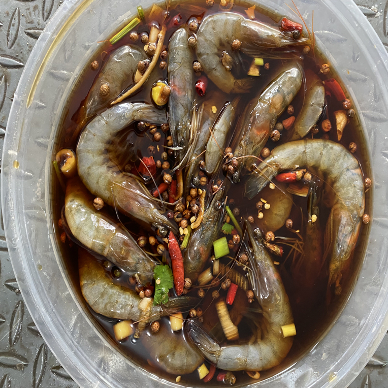 莱州特色生呛大虾一桶2斤45只左右海鲜