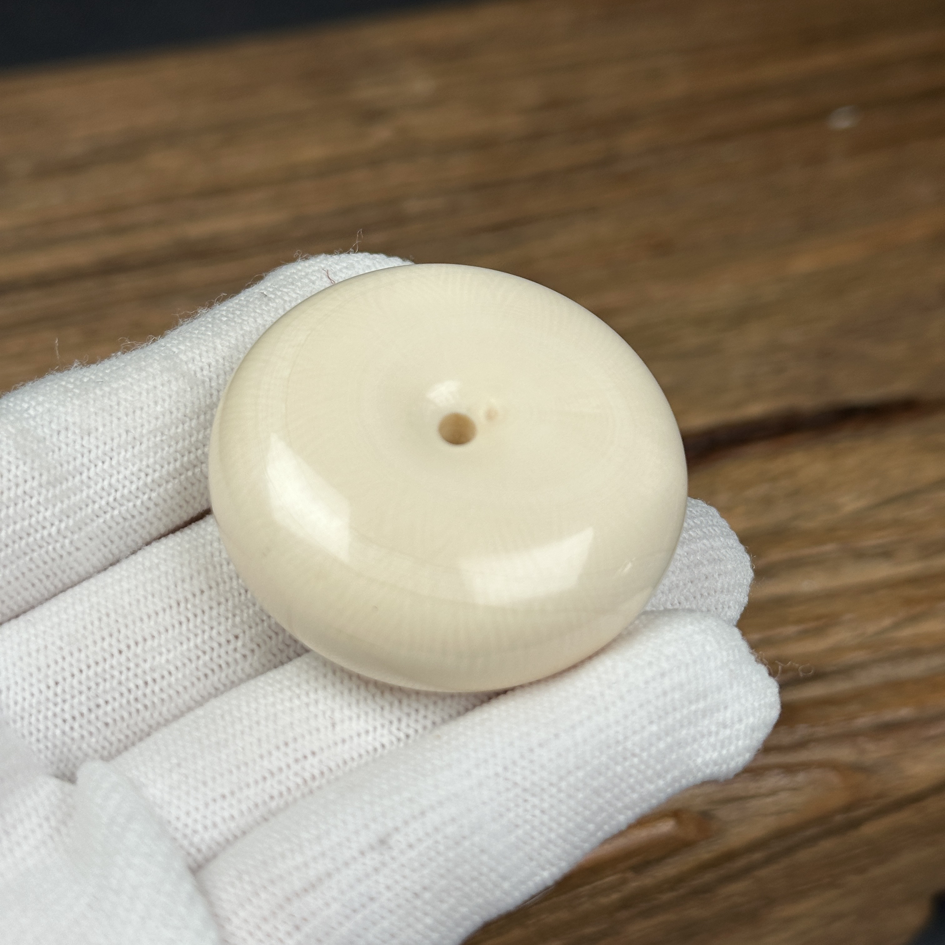 P1445天然猛犸牙平安扣42x16mm支持鉴定 假一罚四