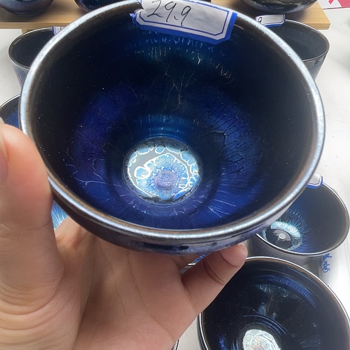 双***皮瓷纯手工瑕疵玉兰杯