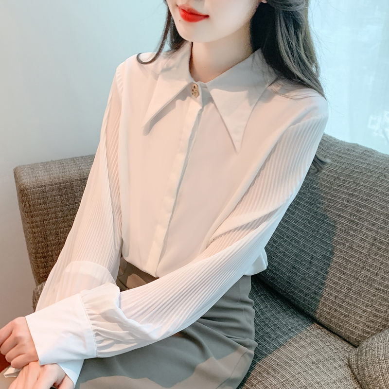 春秋季2025年新款设计感小众时尚气质通勤职业雪纺衬衫女长袖上衣