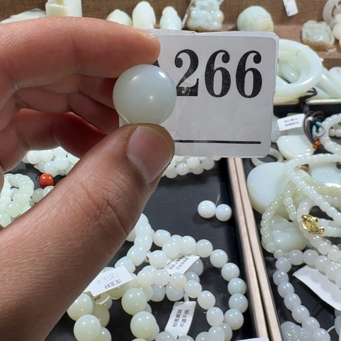 和田玉未镶嵌手链卡20圆珠