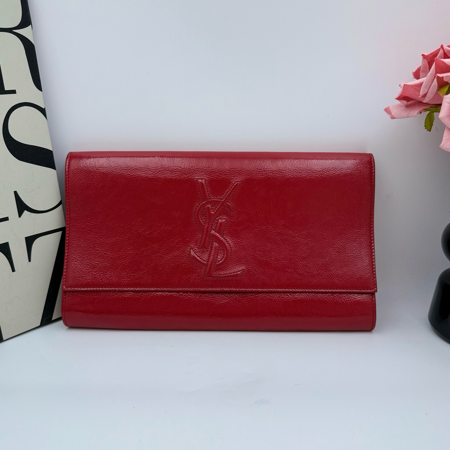 95新 YSL/圣罗兰 圣罗兰 xy 9116 红色手拿包