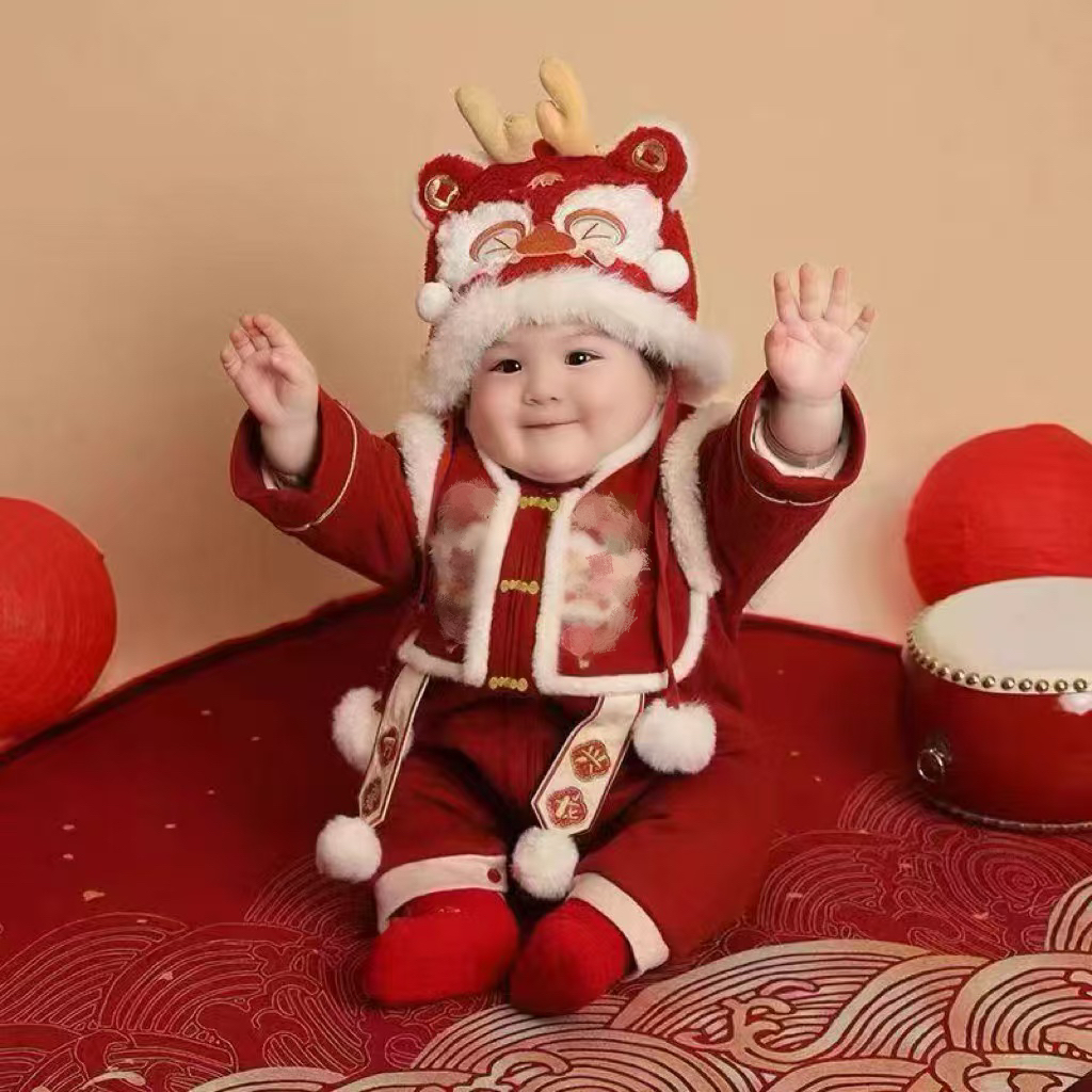 【灿宝家】万事兴龙拜年服 宝宝冬装连体衣婴儿过年喜庆衣服冬周岁