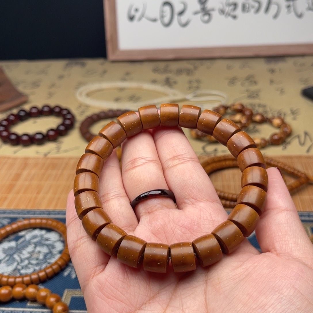紫金鼠手串M**金实心直切12