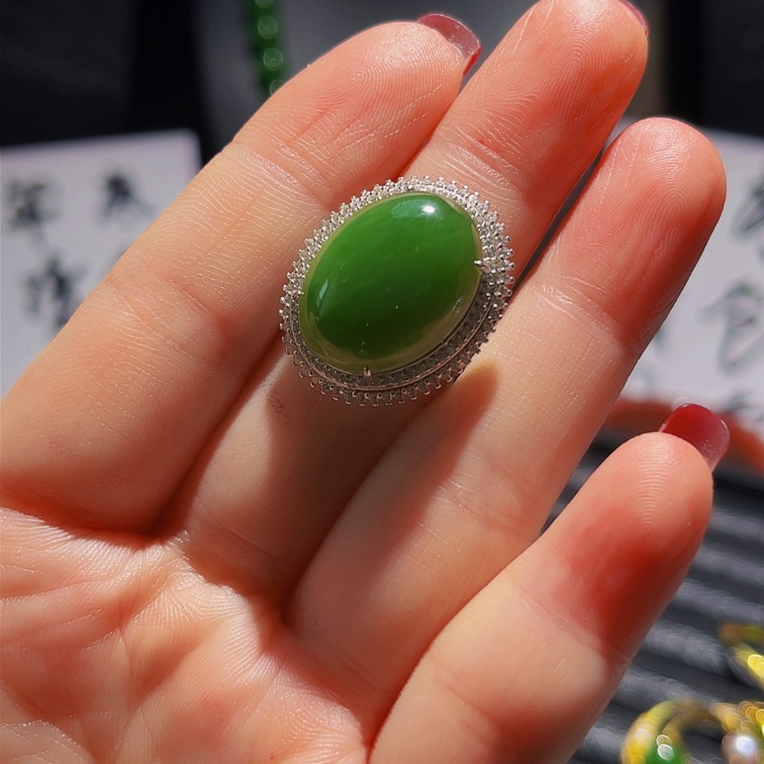银S925镀金镶嵌戒指和田玉⭐️****