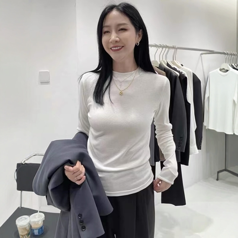 秋款小立领长袖打底衫女