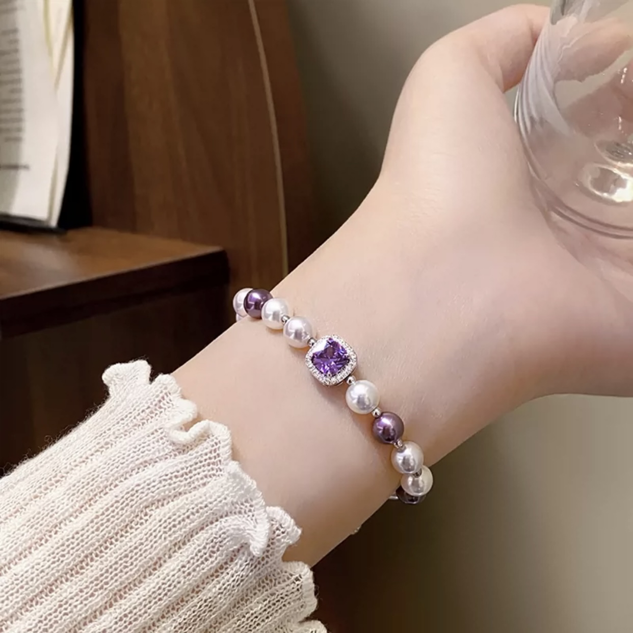 8005轻奢紫色方糖手链