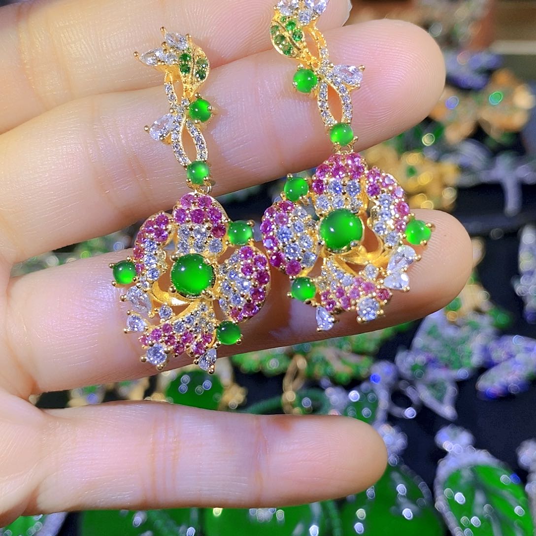 吊坠(不含链)银S925镶嵌翡翠