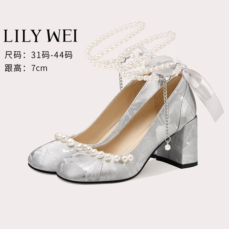 Lily Wei2025新款新中式法式复古单鞋配旗袍玛丽珍鞋小码女313233
